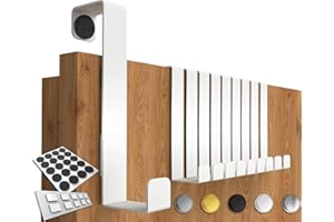 4smile Appendiabiti da Porta 1.6 cm 2.2 cm, 10 Pezzi in Bianco - Attaccapanni da Porta in Acciaio Inox, Durevole Appendi Accappatoio per Bagno, Universali Ganci Porta