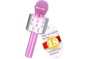 Wowstar Karaoke Bluetooth Microphone for Kids, Handheld Wireless Microphones with Famous Song Mic for Boys and Girls Kids Microphone Speaker Karaoke Machine Birthday Party KTV Xmas Gifts (Pink)