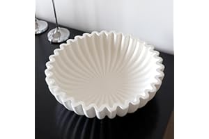 BEYLAB Deko schale Handgefertigte Rüschenschale Antike Jakobsmuschelschale Obstschale Vintage-Ringschale antike Dekorative Blumenschale Einweihungsgeschenk Hochzeitsgeschenke - weiße