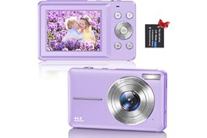UMIPYIZA Cámara Digital Compacta, 44MP 1080P HD Cámara de Fotos 2,4 Pulgadas Recargable con Zoom 16X para Principiantes, Niño, Adulto (Púrpura)