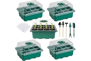 MECCTUCK Mini Serre pour Semis, 5 Pièces Mini Serre, Bacs à Semis, Serre Semis, Mini Serre de Jardin, Serre pour Semis, Bac a Semis, Serre Chauffante pour Semis pour la Croissance de Germination en Serre