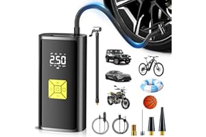 Journeyside Compresseur à Air Portatif, Compresseur à Air Portatif sans Fil 150PSI DC 12V, Pompe a Velo Electrique avec Lumière LED, Gonfleur Pneus Voiture pour Voiture/Moto/Bicyclette/Boule