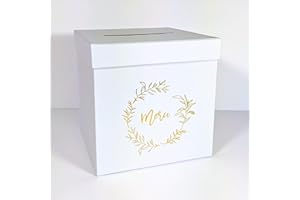 TE WHAKA Urne Carton Merci avec dorure à Chaud | 20x20 CM | Tirelire - Urne Mariage - Urne Anniversaire, Bapteme, Communion, Retraite