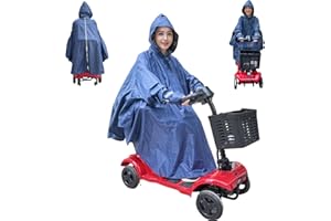 Fonakei Mobility Scooter Poncho mit Ärmeln, Rollstuhl-Regenponchos, Rollstuhl-Bezüge, wasserdichte Kapuze mit Kordelzug, Kapuze mit Futter, regenponcho für rollstuhl, Universalgröße, für Erwachsene