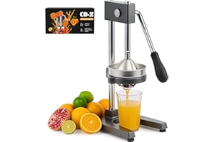 CO-Z Exprimidor Manual de Frutas Exprimidor Profesional de Acero Inoxidable para Limones, Naranjas, Pomelos, Granadas, Verduras y Otras Gris