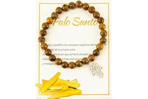 Only faith Pulsera de Palo Santo con Cuentas de Madera y Colgante Amuleto de protección Nudo de bruja, La madera tiene un recubrimiento de barniz protector (PALO SANTO SIN OLOR)