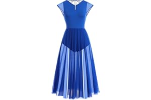 IBTOM CASTLE Donna Abito da Balletto per Danza Contemporaneo Lirica Senza Maniche Scollo a V Senza Schienale Body Ginnastica Artistica Vestiti da Ballo Latino Americano Performance