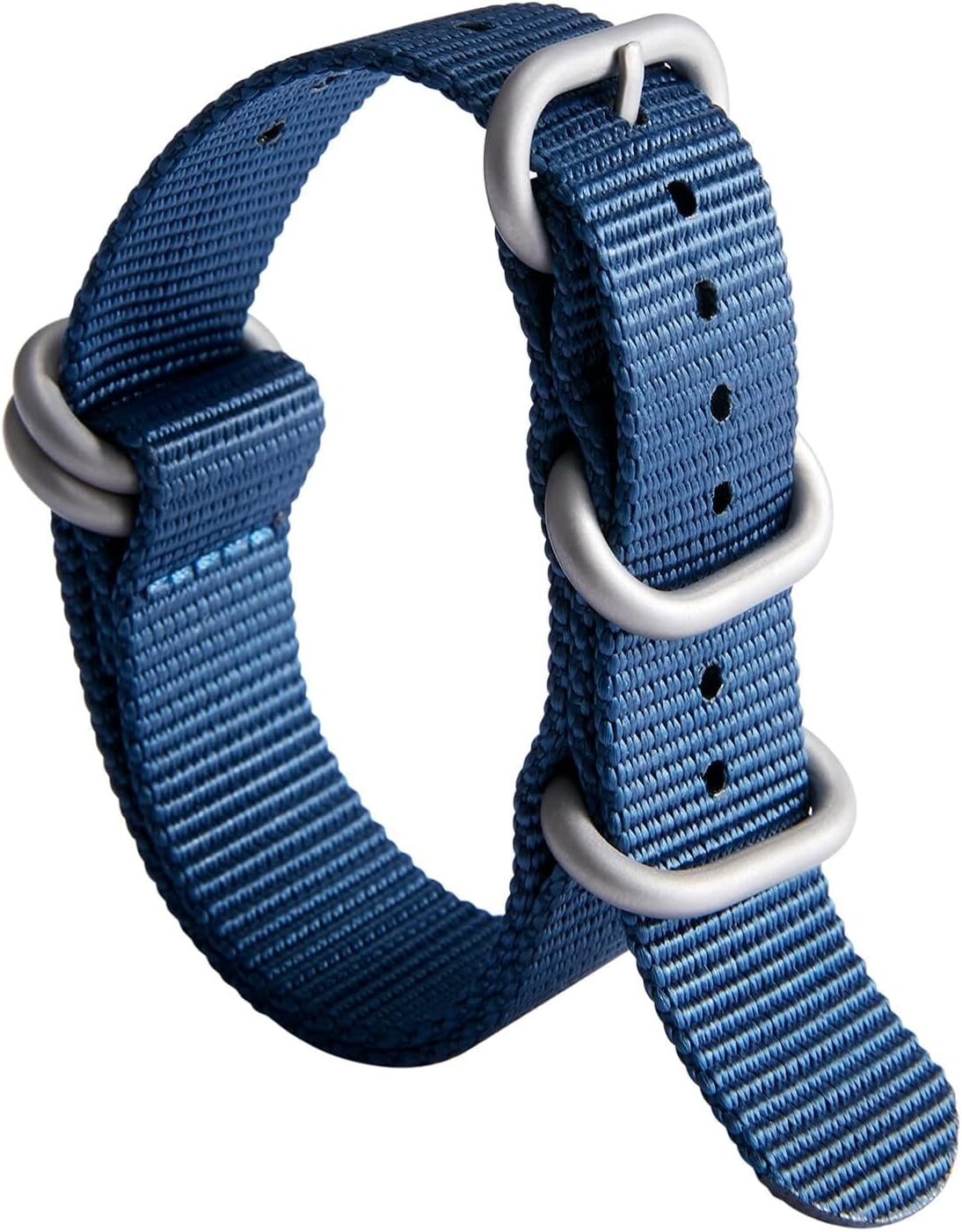 BINLUN Correa de Reloj de Nylon Military G10 Ballistic Nailon Bandas Multicolor para Hombres Mujeres 18mm 19mm 20mm 21mm 22mm 23mm 24mm con Hebilla de Acero Inoxidable Plateado/Negro