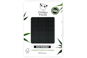 The Cheeky Panda Bamboo Paper Cocktail Straws | 250 Black Paper Cocktail Drinking Straws