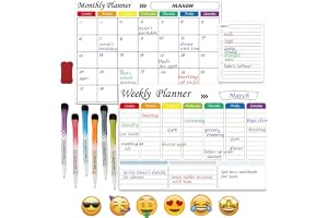 CLOUDFOUR Magnetic Whiteboard Calendar Planner Set, 3 Pcs Magnetic Calendar, Planning Board for Home and Office, Monthly Weekly Organizer, Daily Notepad, Kitchen Fridge Planners, Wall Family Calendar.