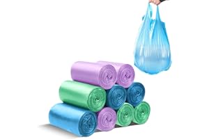 LURNODY 9 Rotoli di Sacchetti Spazzatura Piccoli (2 Litri/0.5 Gal) Inodore, Sacchetti Spazzatura Adatti per Cestino Auto, Pattumiere Bagno, Pattumiera da Tavolo (Viola, Verde, Blu 180 Pezzi)