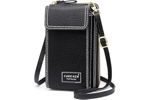 REETEE Borsa a Tracolla per Cellulare Portafoglio Donna in Pelle Borsa Piccola Tracolla Donna Pochette Portafogli Portamonete Donna con Tracolla Borsa Porta Cellulare (Nero-1)