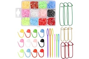 Riddur 9 Pezzi Supporti per Punto in Filo di Alluminio-3 Misure, 180 Pezzi Segnapunti a Maglia, Aghi Di Sicurezza Colorati, Per Lavori a Maglia E Progetti a Maglia