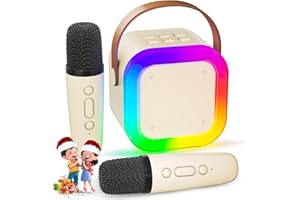 Karaoke Maschine für Kinder IROO Mini Karaoke Maschine mit 2 Mikrofonen, Mädchen Mikrofon Kinder Geschenke für Kinder Tragbarer Bluetooth-Lautsprecher mit Stimme wechselnde Effekte und LED-Lichter