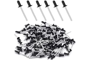 BANTI Blindnieten Alu Nieten Popnieten Set 4.8 mm x 12 mm Blindnieten Sortiment Großkopf Schwarz Pop Nieten 100 Stück Niete Anthrazit Dome Niet für Rivet Tool Blindnietzangen (4.8mm x 12mm)