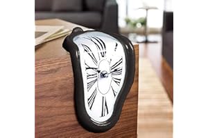 SUQ Melting Clock, Watch Melted Surrealistic Table Shelf Desk Fashion Decorative Dali Silent Creative Roman numeral Idea Gift, for Home Office Desks, Black, 12*18*15