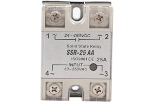 YOSOO HEALTH GEAR Solid State Relay, 240V AC Input SSR-25 AA 25A Relay Module With Input Voltage 90-250V AC Output 24-480V AC