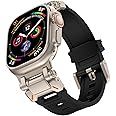 INFOSUN for Apple Watch Band Ultra/Ultra 2 49mm Strap, 42mm 44mm 45mm 49mm Titanium Metal Connector Band, Rugged TPU Sport Replacement Bands for iWatch Ultra/Ultra 2 Series 9 8 7 SE 6 5 4 3