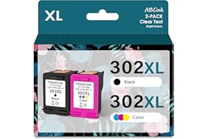 ABCINK 302XL Nero E Colore Cartucce d'inchiostro,pagine ad alto rendimento,per HP 302 sostituzione, per DeskJet 1110 2130 3632 3630, per Envy 4520 4522 4513, per Officejet 3834 3830 4650 stampanti(2 pezzi)