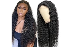 CREUOST Lace Front Wig Human Hair 150% Density 4x1 Middle Part Lace Front Wig Human Hair Pre Plucked Brazilian Wigs Human Hair Deep Wave Wig For Black Woman Natural Color 16 Inch