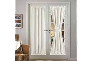 NICETOWN Klassenzimmer-Tür-Fenstervorhang, Bauernhauszimmer, verdunkelnd, Kunstleinen, Frontvorhänge für Küche, Stangentasche, wärmeisoliert, französischer Türschatten für Dachboden/Büro, 91,4 cm B x