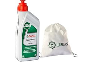LUBRIALPHA Olio per motori a 4 tempi semisintetico 10W30 lubrificante Castrol Garden 4T 10W-30 con borsa multiuso conf. 2x1lt