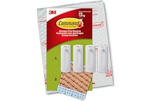 3M Command - Gancho, color blanco, paquete de 4