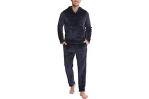 Lovasy Ensemble de Pyjama Homme en Flanelle Pyjama Hiver Vêtements de Nuit à Manches Longue Doux et Confortable Pyjamas Costumes Maison