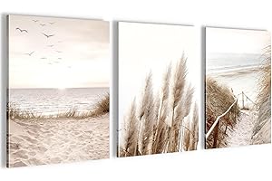 Novart- Tableau Décoration Murale- Plante D'Eucalyptus- Decoration Chambre Salon- Prêt à être Accroché- 3 Cadres de 30x40 cm- Vert- N003935a