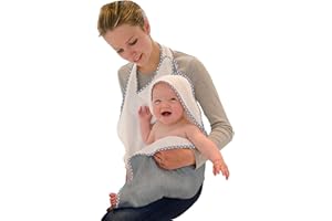 Cuddledry Hands Free Baby Bath Towel | Luxuriously Soft Bamboo & Cotton Hooded Baby Towel | Apron Towel for Safe Babies Bathtime | Perfect Newborn Gift | Grey