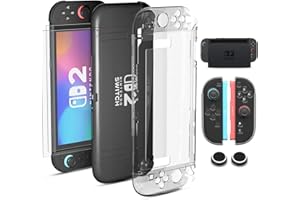 HSIEHMIEN Hülle für Nintendo Switch 2 2025, Stoß- und Kratzfeste, Dockbare, Klare TPU-Schutzhülle für Switch 2, Schutzhülle mit 2 Bildschirmfiltern & 2 Daumenkappen (Verbessert)