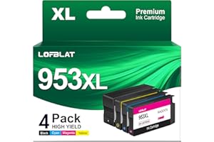 LOFBLAT 953XL 953 XL Cartouches d'encre Remplacement pour HP 953 XL Compatible pour HP Officejet Pro 8725 8720 8730 8210 7720 7740 8715 8710 8218 8719 8740 (Noir Cyan Magenta Jaune, 4 Pack)