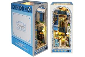 Pumpumly DIY Book Nook Kit - DIY Miniature Bookend Firefly Forest With LED Light, 3D Puzzle Wooden Art Bookshelf Insert Decor, Model Kits /Adults to Build, Educational Toys/Gift, 16x9.2x20.5cm