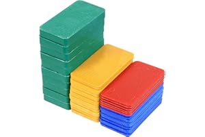 ZHUJIEHIGH 40 sztuk podkładek z tworzywa sztucznego, 75 x 40 mm, uniwersalne podkładki dystansowe z tworzywa sztucznego, klocki dystansowe, kliny, 1,5 mm/3 mm/5 mm/10 mm