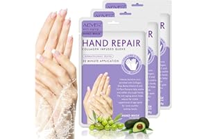 FANSITY Hands Moisturizing Gloves 3 Pairs, Hand Skin Repair Renew Mask w/Infused Collagen, Vitamins + Natural Plant Extracts for Dry, Aging, Cracked Hands Intense Skin Nutrition Hand Cream Mask