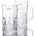 ARTC German Beer Stein 500ml Beer Tankard, Glass Stein, Isar Stein, Handled Beer mug, Classic Beer Tankard 2 Pcs Set