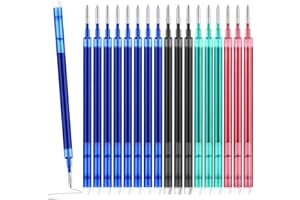 DGUSO 18 Pcs Bolígrafo Borrable 0.7mm, Recambio Boligrafo Borrable Recambios Borrables, Compatible con PIlot Frixion Adecuado, para Material de Oficina Estudiantes(Azul, Negro, Rojo, Verde)