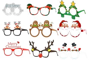 Grevosea 9 Pcs Christmas Glasses Bulk Holiday Party Glasses Paper Eyeglasses Photo Booth Props Christmas Party Decorations for Adults Xmas Parties Favors