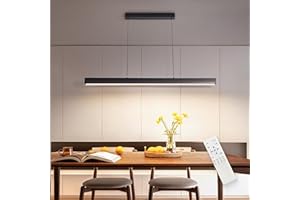 FANLG LED Lampara de techo colgante,80CM Lampara Colgante Cocina Negro Regulable con Control Remoto,36W Lampara Comedor lineal Iluminación Colgante regulable altura para Comedor Cocina Oficina