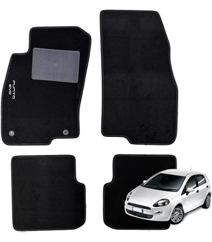 J&J AUTOMOTIVE Tappetini In Velluto Su Misura Per Fiat Punto 1999-2018, Set Di 4 Pezzi (anteriori E Posteriori), Antiscivolo, Fonoassorbenti