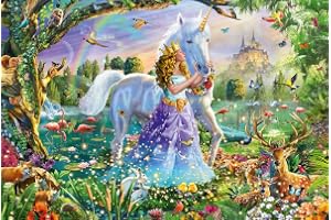 Schmidt Spiele 56307 Prinsessa med enhörning och slott, 150 bitar barnpussel, flerfärgad