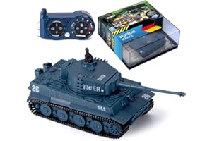 GOODS+GADGETS Ferngesteuerter Mini RC Panzer German Tiger I - Modellbau R/C Battletank mit Schussfunktion, Sound & Licht - 1:72 Maßstab (1 x Mini RC Panzer)