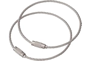 Uniclife 13cm Wire Keychain Cable Large Stainless Steel Key Ring Loop Holder for Outdoor Hiking Heavy Duty Connectable Luggage Tag Keeper for Sport and Travel, 50 Pack