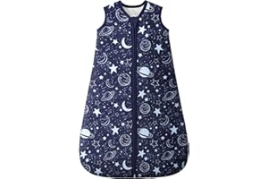 Unnivoll Śpiwór dziecięcy 2,5 tog 18-36 miesięcy, 100% bawełna, zimowy śpiwór, 2-kierunkowy zamek błyskawiczny, pikowany worek do spania dla noworodka, ciepły, miękki, niebieski, planeta