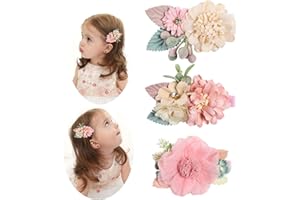 Clips de Pelo de Flor, VUCDXOP 3 piezas Flor artificial Clip de Pelo Pinzas de Flores horquillas de pelo horquillas para el pelo para niñas, diseño de flores para Mujeres Niñas