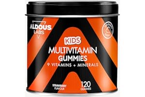 ‎ALDOUS LABS Multivitamin Gummies für Kinder | 120 Gummies mit Natürlichem Erdbeergeschmack | 12 Vitamine und Mineralien | Vitamine, Biotin, Zink, Folsäure, Jod, Cholin | Die Alternative zu Kapseln