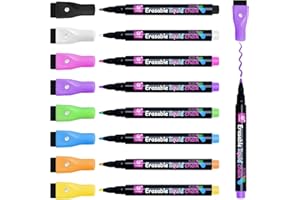 KEUKENKET 8 kolorów pisaków do tablic suchościeralnych z gumką do ścierania, magnetyczny marker suchościeralny, cienka końcówka do białej tablicy, kartonu, szklanych okien, luster, drzwi biurowych oraz tablic