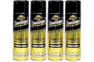 GPH GARDEN PET HOME 4 x Bundle New Scents Sovereign Car Home Office Gym Turbojet Air Sanitiser Freshener Spray (Fresh Linen)