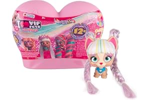 VIP PETS Mini Fans | Mini bambola da collezione cagnolini a Sorpresa con pettine extra lunghi, rivelazione dell'acqua arcobaleno magico - Modello Assortito Sorpresa