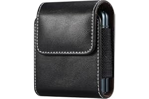 Aopan Gürteltasche Hülle mit Gürtelclip Halfter Echt Ledertasche für Samsung Galaxy Z Flip 3 / Samsung Galaxy Z Flip/Motorola RAZR, Schwarz